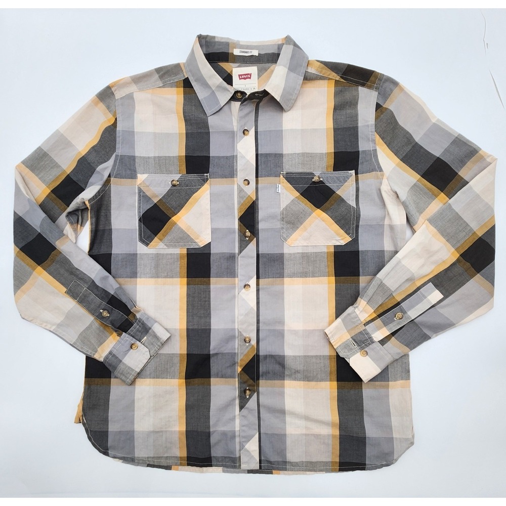 LEVIS MENS FLANNEL L SHIRT LONG SLEEVED POCKETS